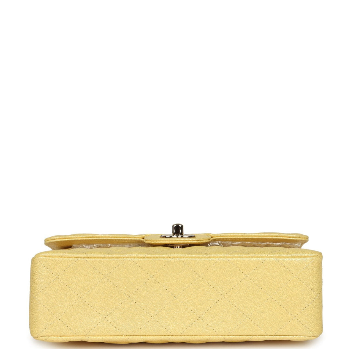 Chanel Small Classic Double Flap Bag Yellow Iridescent Caviar Light Gold Hardware