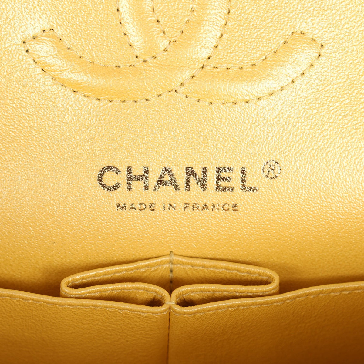 Chanel Small Classic Double Flap Bag Yellow Iridescent Caviar Light Gold Hardware