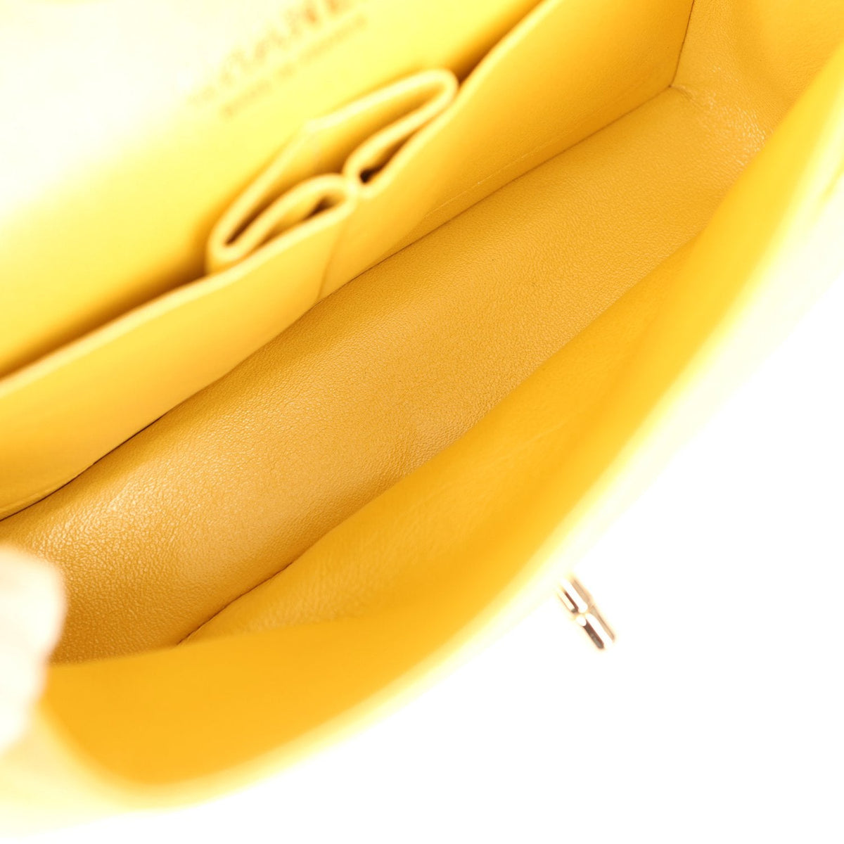 Chanel Small Classic Double Flap Bag Yellow Iridescent Caviar Light Gold Hardware