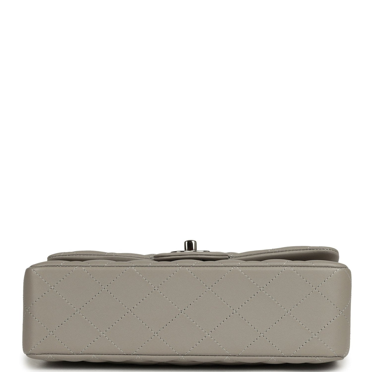 Chanel Small Classic Double Flap Bag Grey Lambskin Silver Hardware