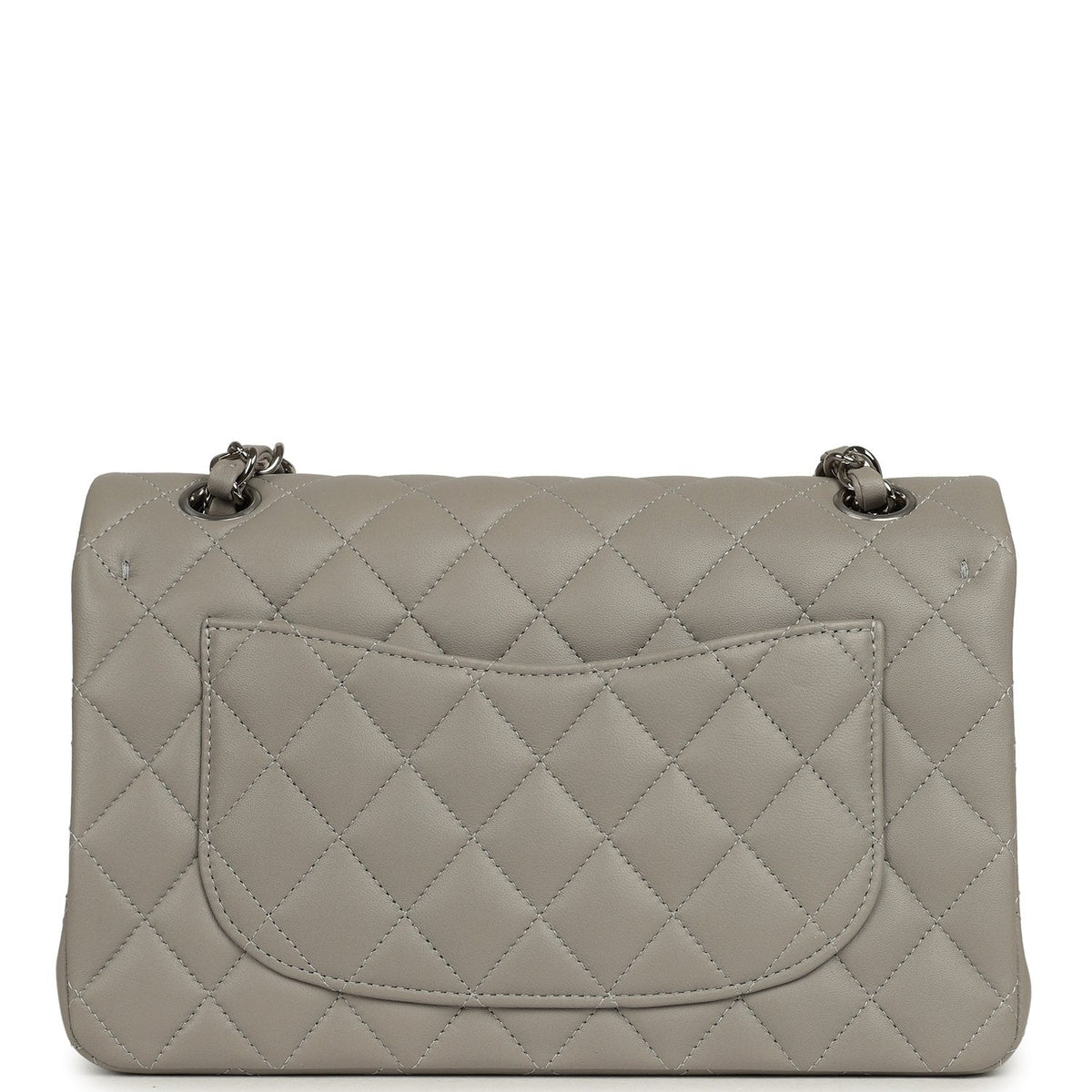 Chanel Small Classic Double Flap Bag Grey Lambskin Silver Hardware