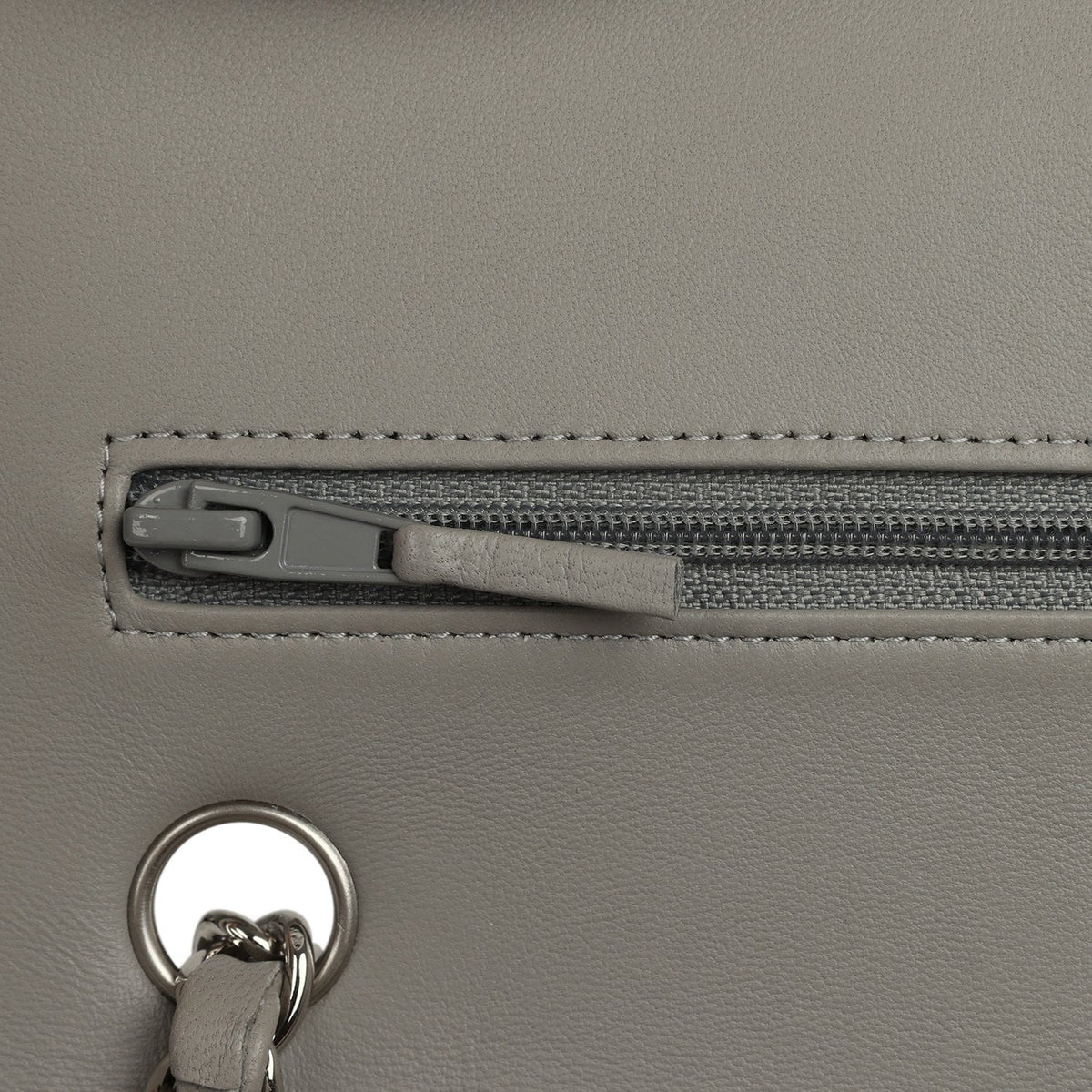 Chanel Small Classic Double Flap Bag Grey Lambskin Silver Hardware