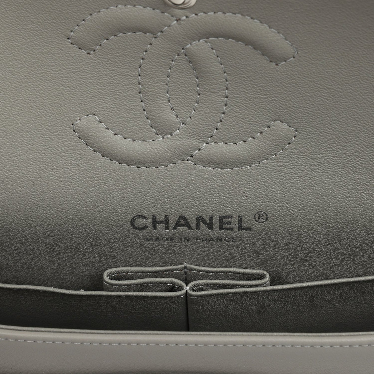 Chanel Small Classic Double Flap Bag Grey Lambskin Silver Hardware