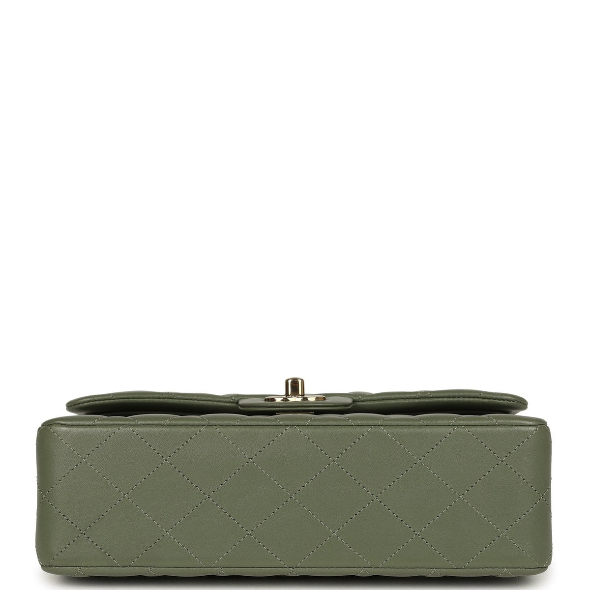 Pre-owned Chanel Small Classic Double Flap Bag Olive Green Lambskin Light Gold Hardware