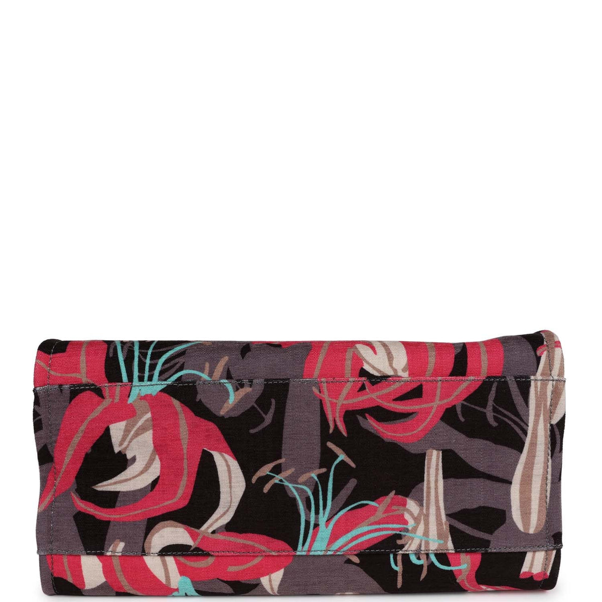 Chanel Medium Deauville Shopping Tote Grey, Pink Tropical Floral Velvet Light Gold Hardware