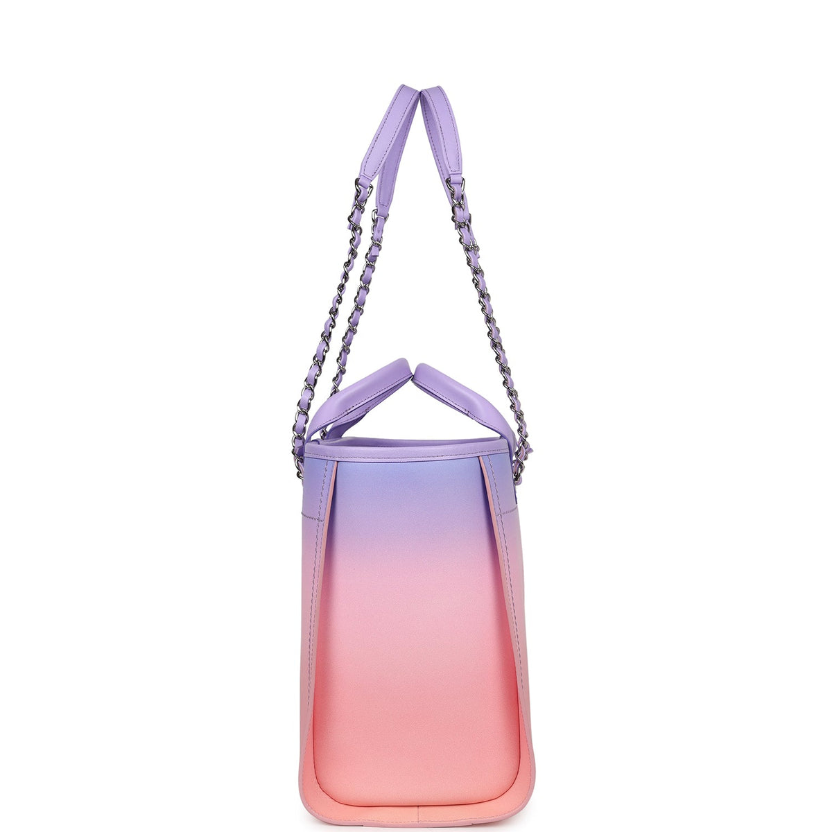 Chanel Small Deauville Shopping Tote Pink, Purple Ombre Calfskin Silver Hardware