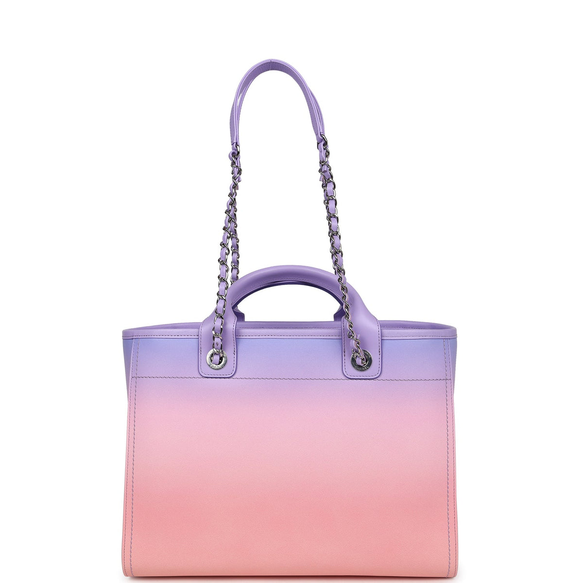 Chanel Small Deauville Shopping Tote Pink, Purple Ombre Calfskin Silver Hardware