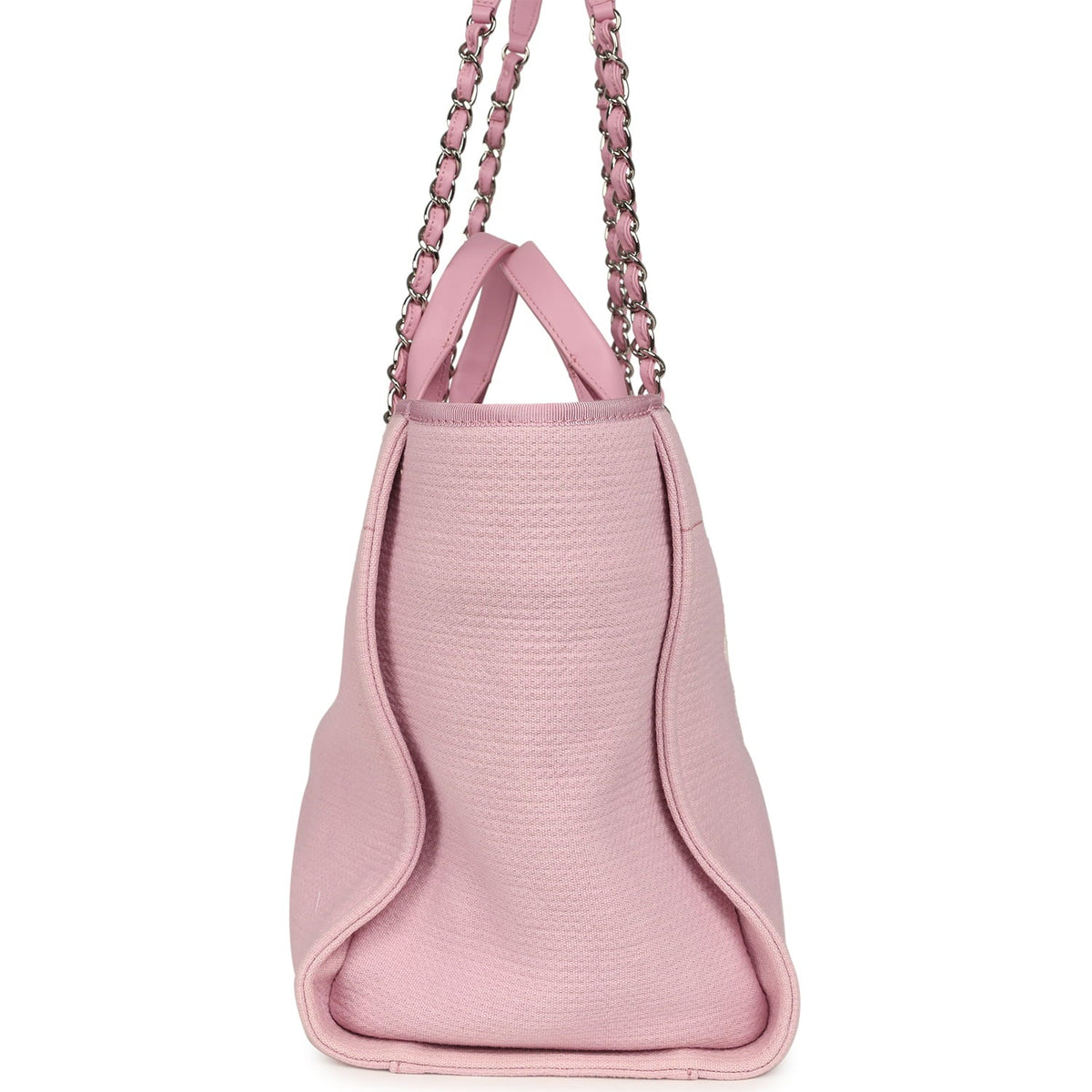 Chanel Medium Deauville Shopping Tote Pink Canvas Silver Hardware
