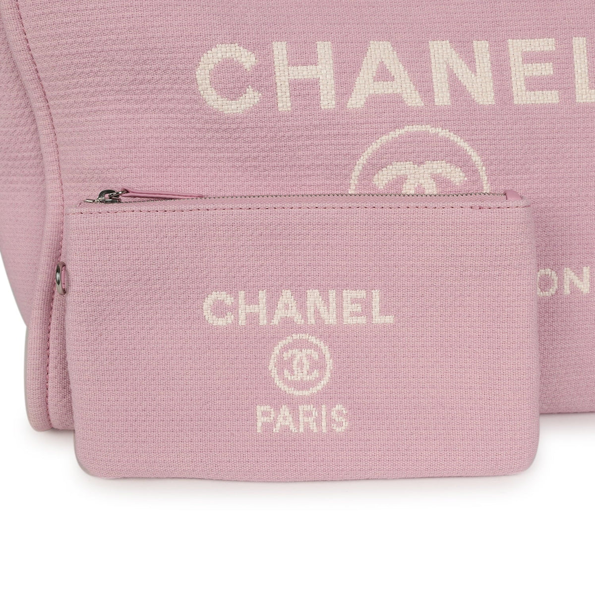 Chanel Medium Deauville Shopping Tote Pink Canvas Silver Hardware