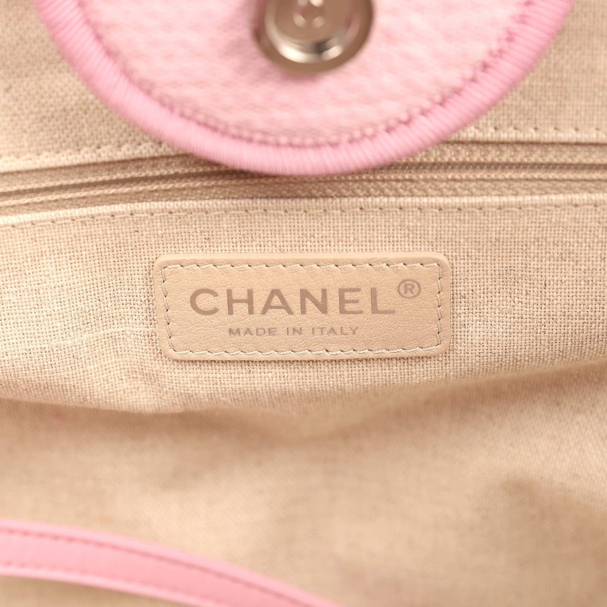 Chanel Medium Deauville Shopping Tote Pink Canvas Silver Hardware