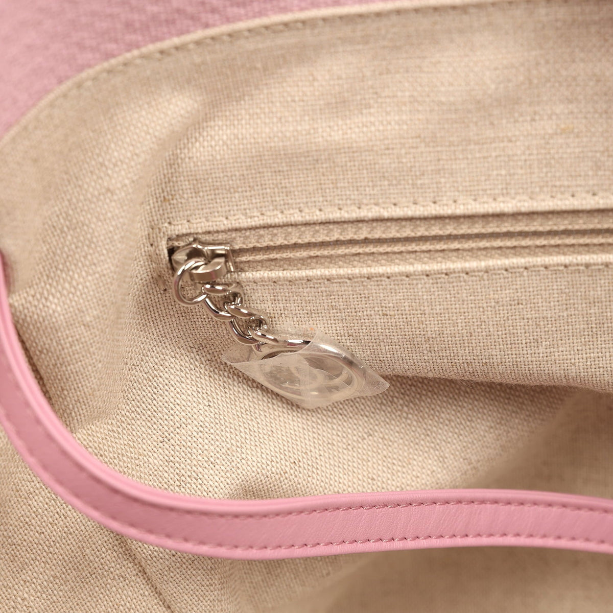Chanel Medium Deauville Shopping Tote Pink Canvas Silver Hardware