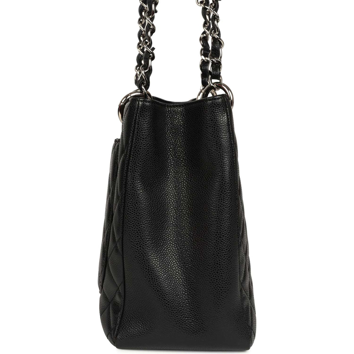 Pre-owned Chanel Grand Shopping Tote Black Caviar Silver Hardware