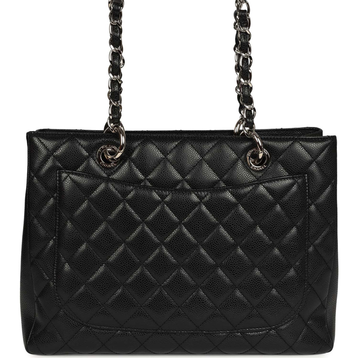 Pre-owned Chanel Grand Shopping Tote Black Caviar Silver Hardware