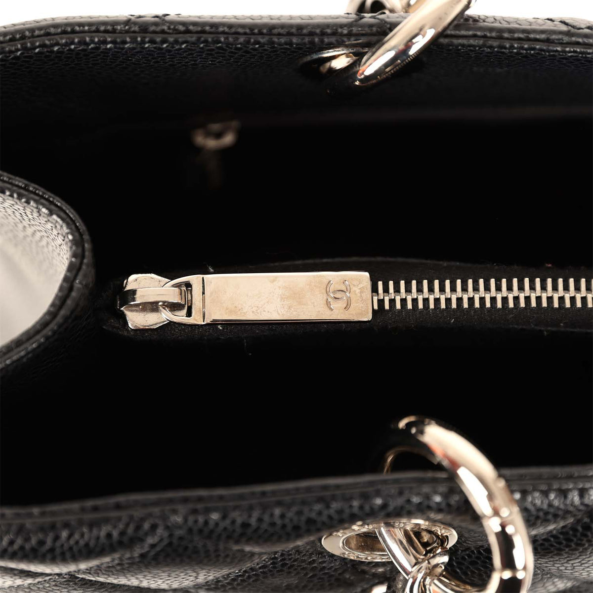 Pre-owned Chanel Grand Shopping Tote Black Caviar Silver Hardware