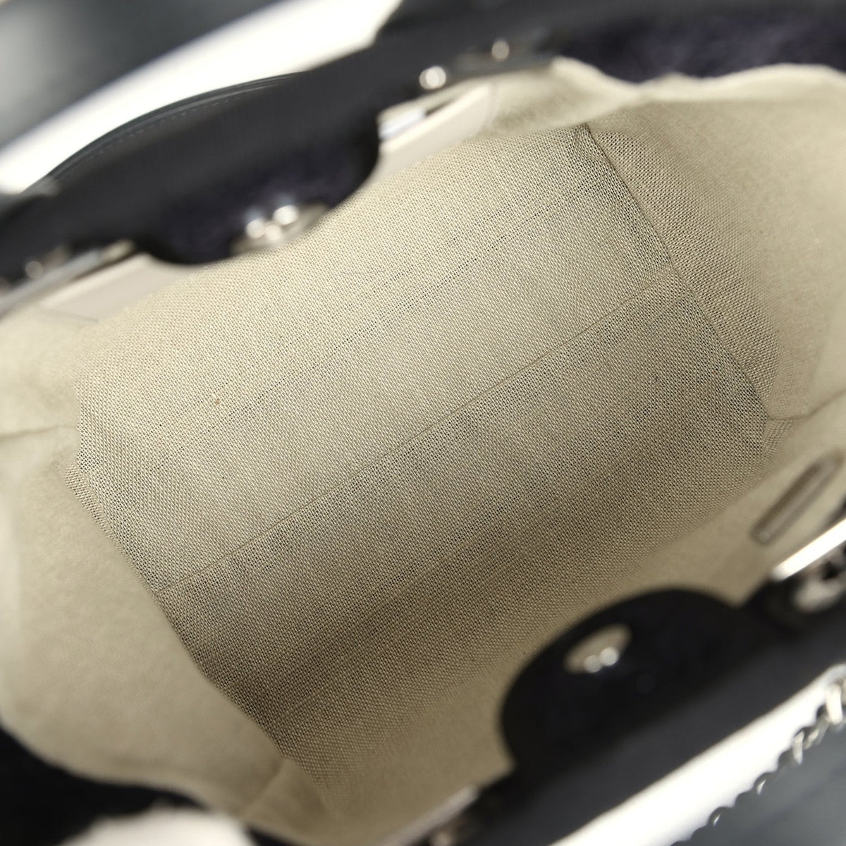 Chanel Mini Deauville Shopping Tote Black, Silver Tweed Boucle, Leather Silver Hardware