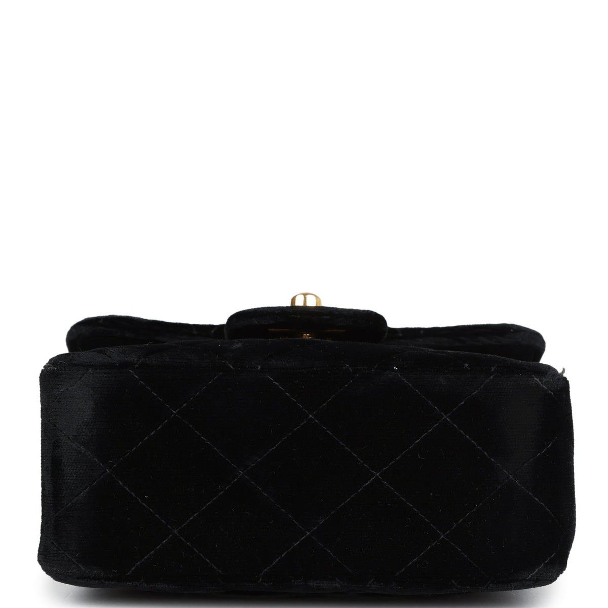 Vintage Chanel Micro Kelly Child Flap Bag Black Velvet Gold Hardware