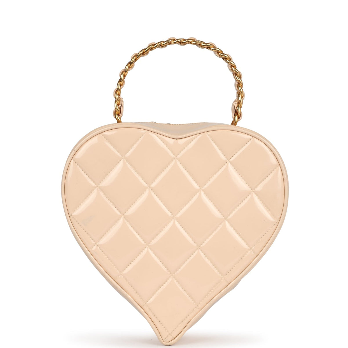 Vintage Chanel Heart Vanity Bag Beige, Black Patent Antique Gold Hardware