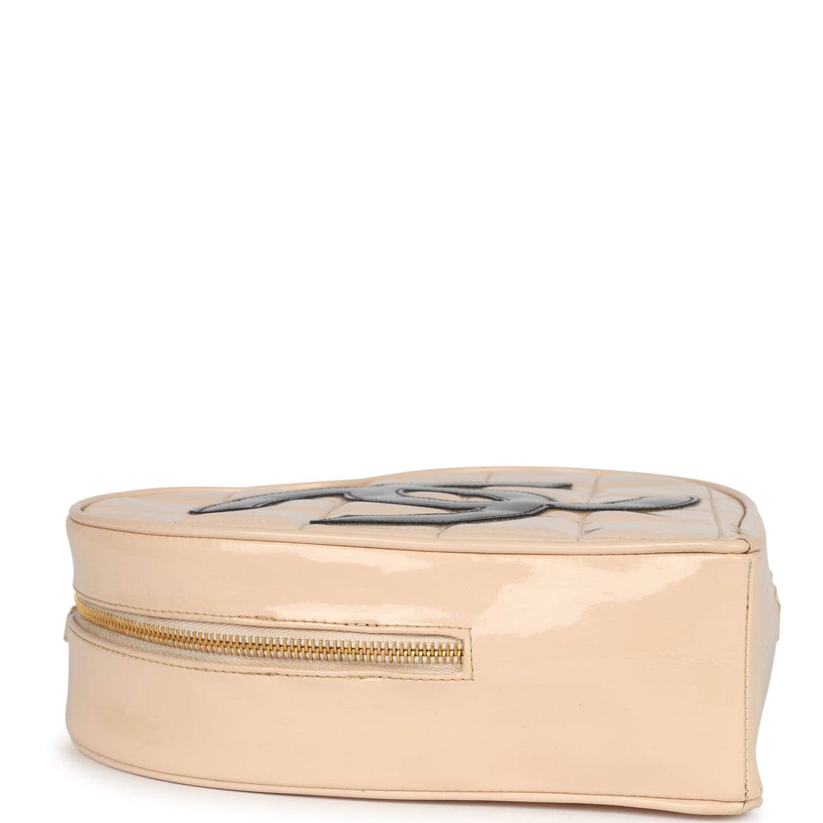 Vintage Chanel Heart Vanity Bag Beige, Black Patent Antique Gold Hardware