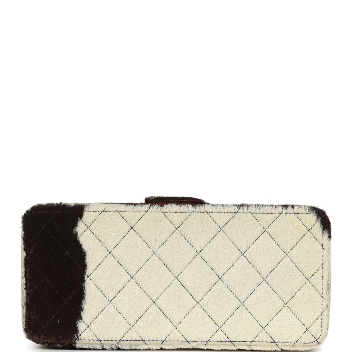 Vintage Chanel Rectangular Vanity Box Brown, White Cow Print Pony Hair Antique Gold Hardware