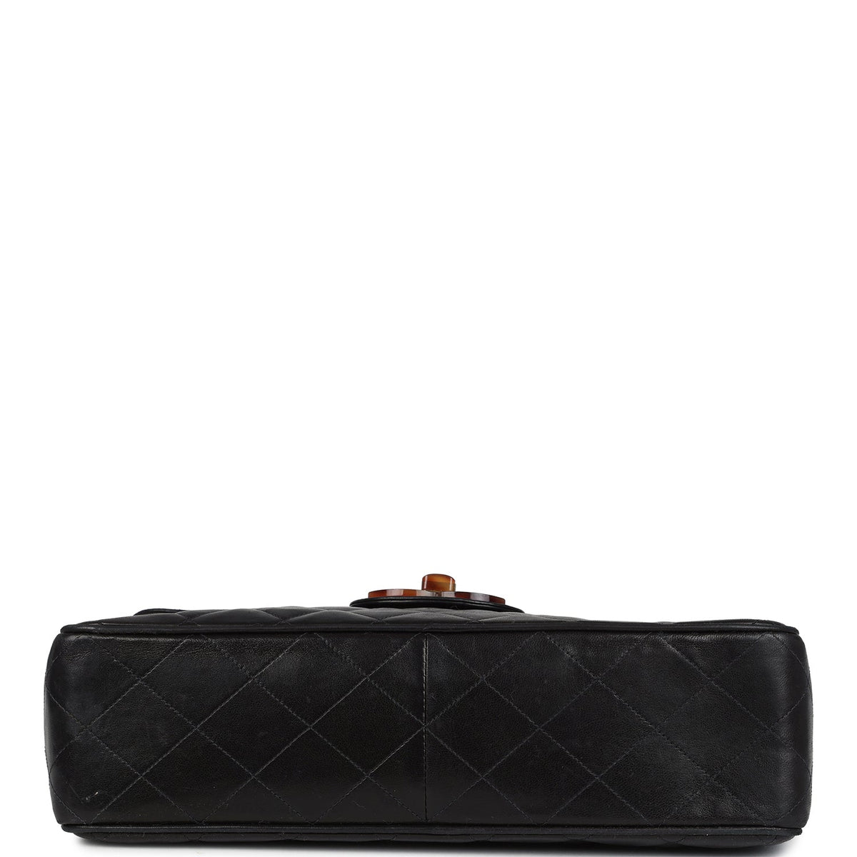 Vintage Chanel Jumbo Classic Single Flap Bag Black Lambskin Tortoiseshell Bakelite Hardware