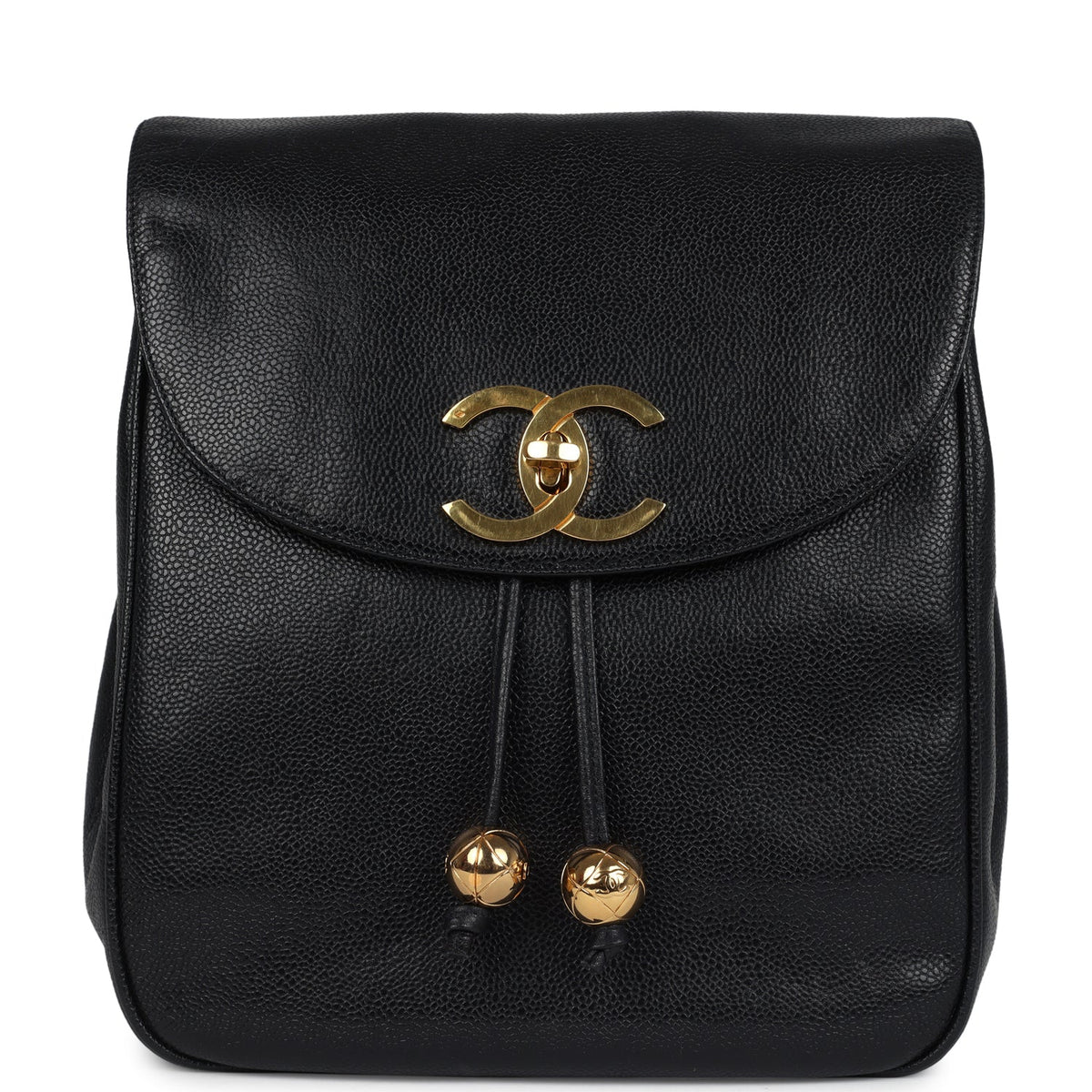Vintage Chanel Medium CC Backpack Black Caviar Gold Hardware