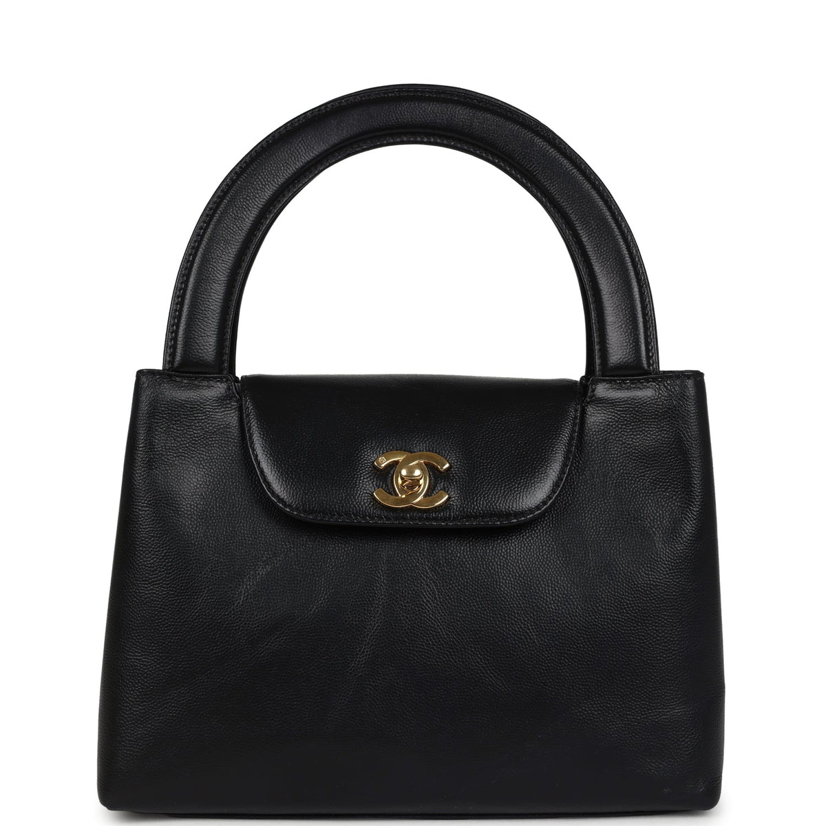 Vintage Chanel Large Kelly Black Caviar Gold Hardware