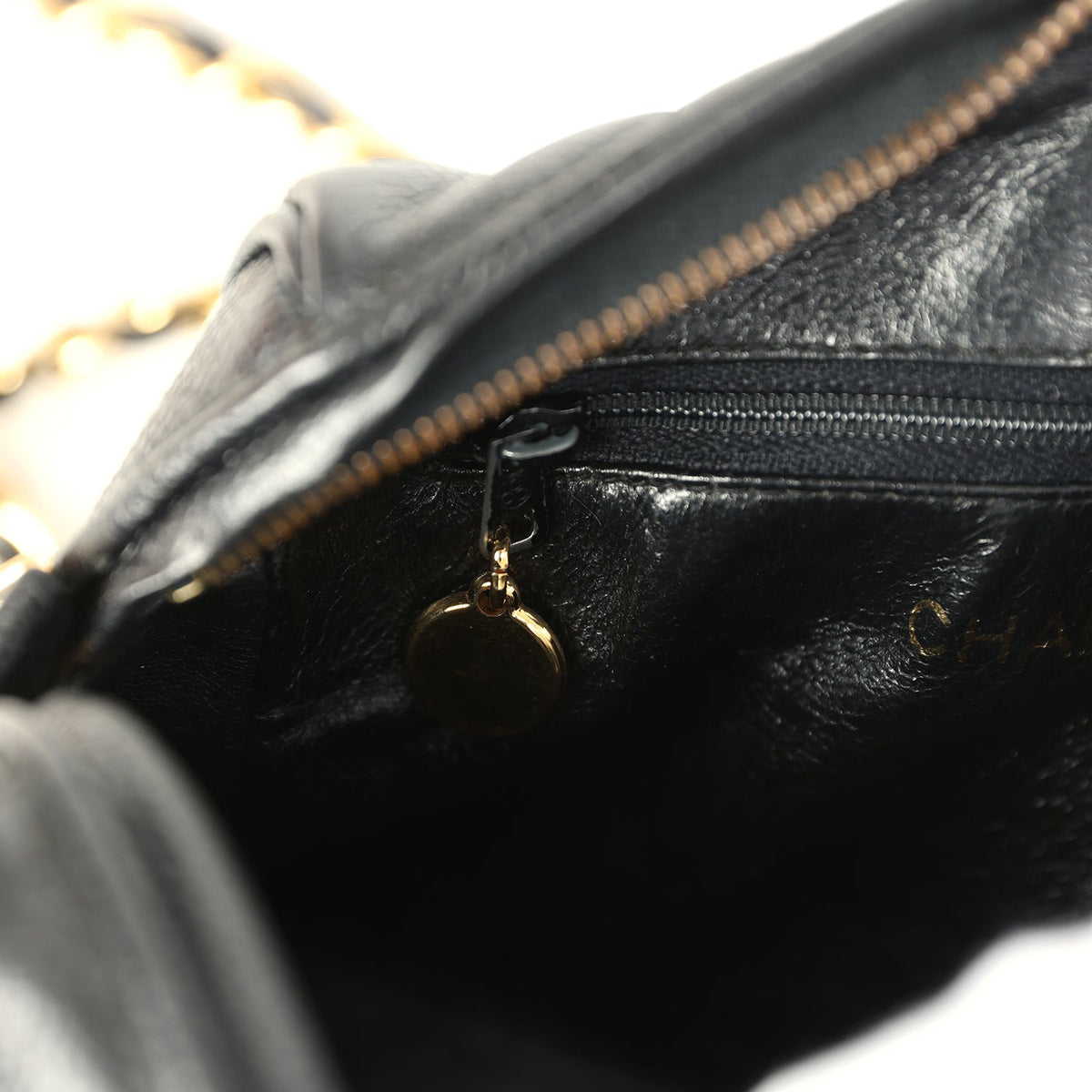 Vintage Chanel Mini Diagonal Quilted Camera Bag Black Caviar Gold Hardware