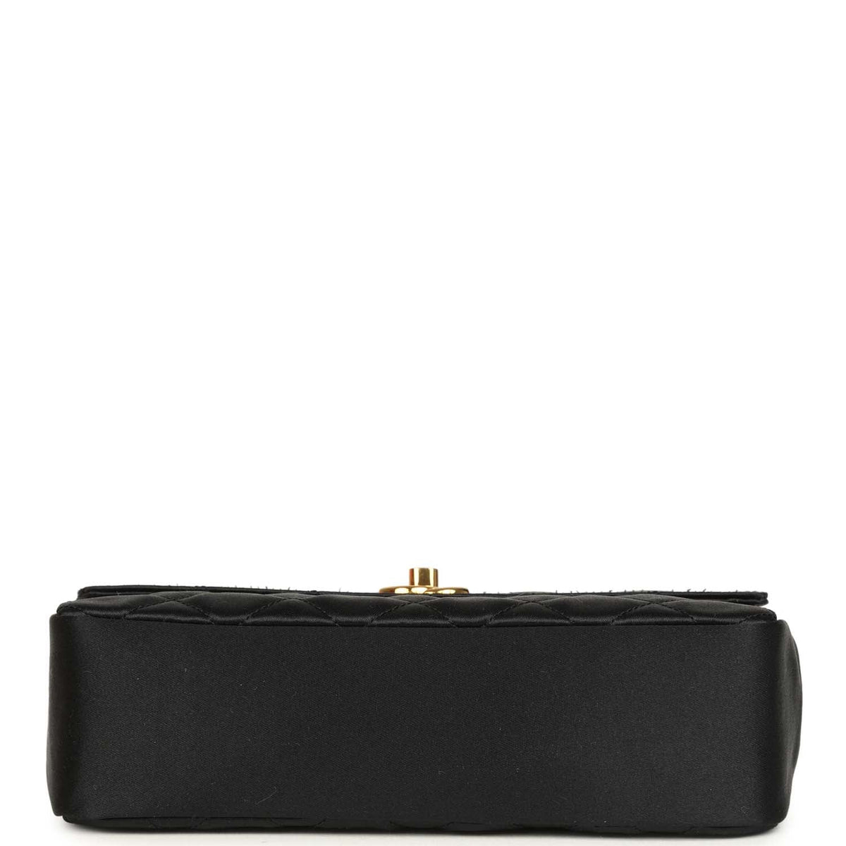 Vintage Chanel Mini Rectangular Flap Bag Black Satin Gold Hardware