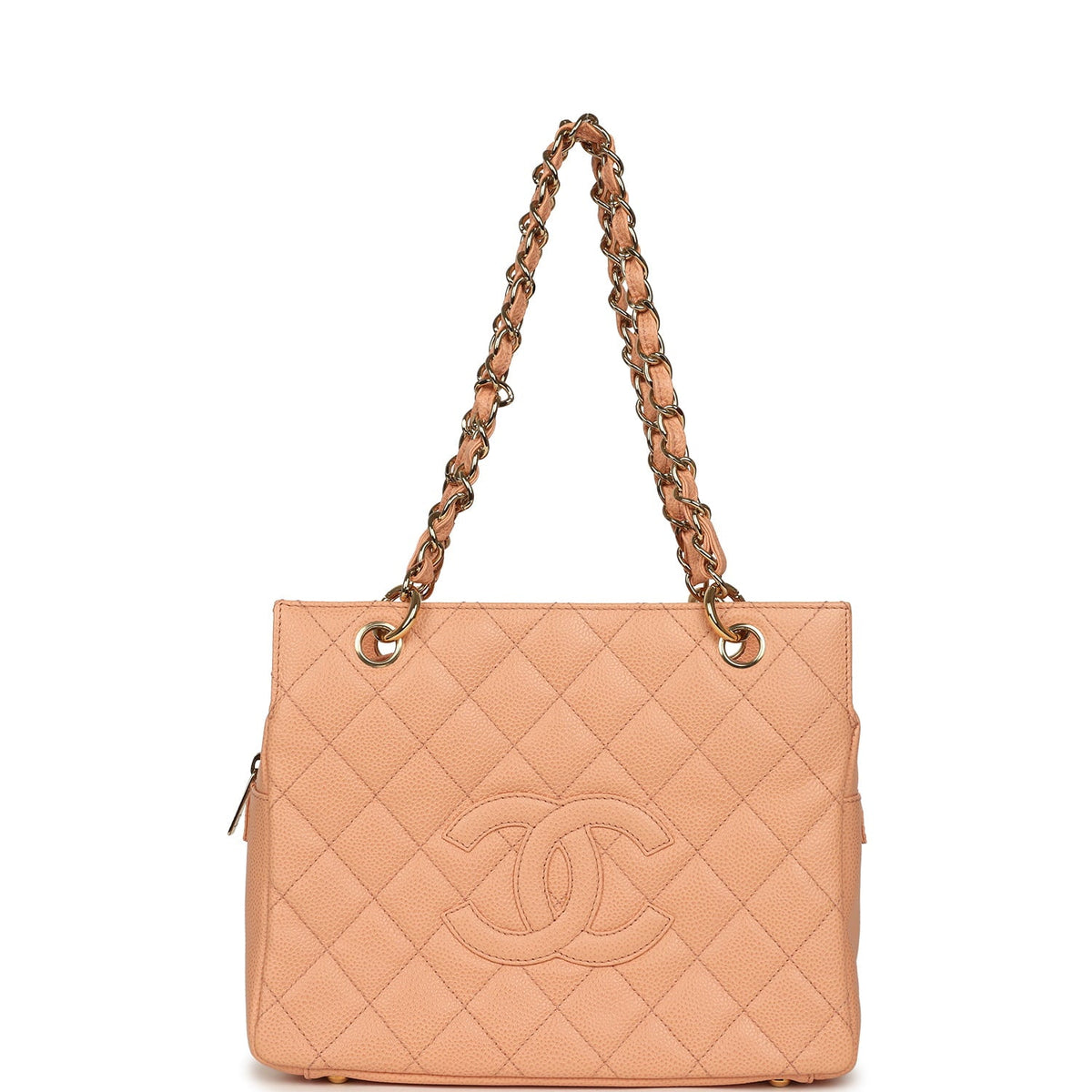 Vintage Chanel Petite Timeless CC Shopping Tote Pink Caviar Gold Hardware