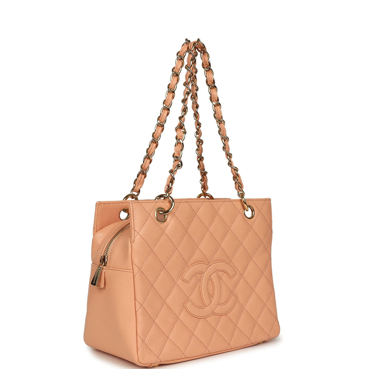 Vintage Chanel Petite Timeless CC Shopping Tote Pink Caviar Gold Hardware