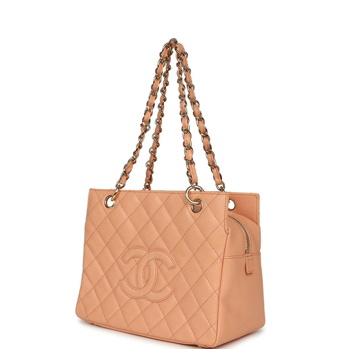 Vintage Chanel Petite Timeless CC Shopping Tote Pink Caviar Gold Hardware