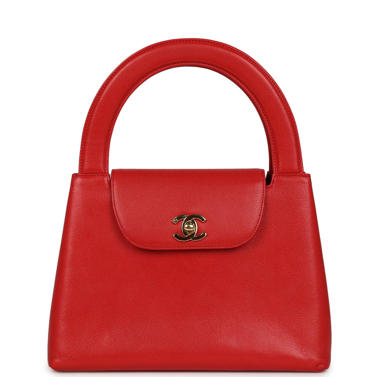Vintage Chanel Large Kelly Red Caviar Gold Hardware