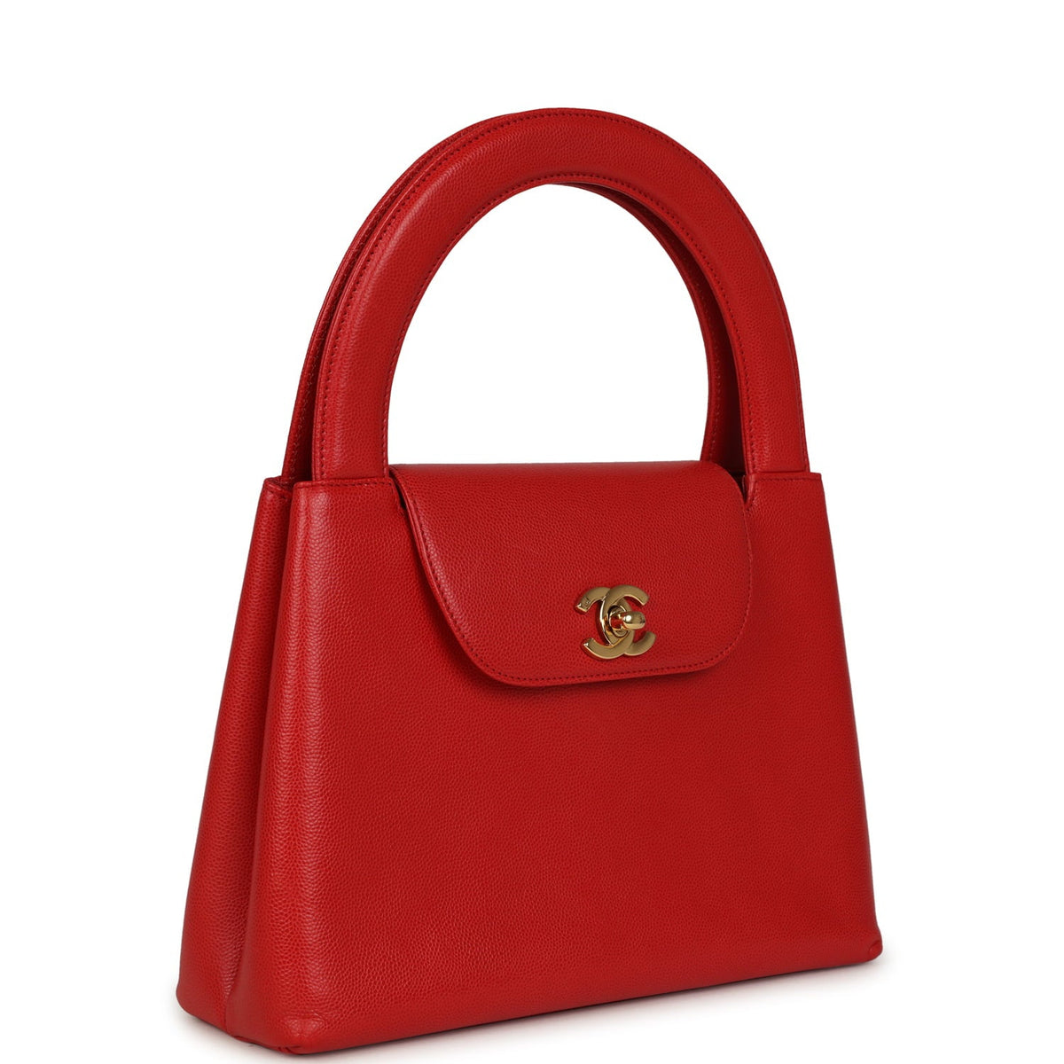 Vintage Chanel Large Kelly Red Caviar Gold Hardware