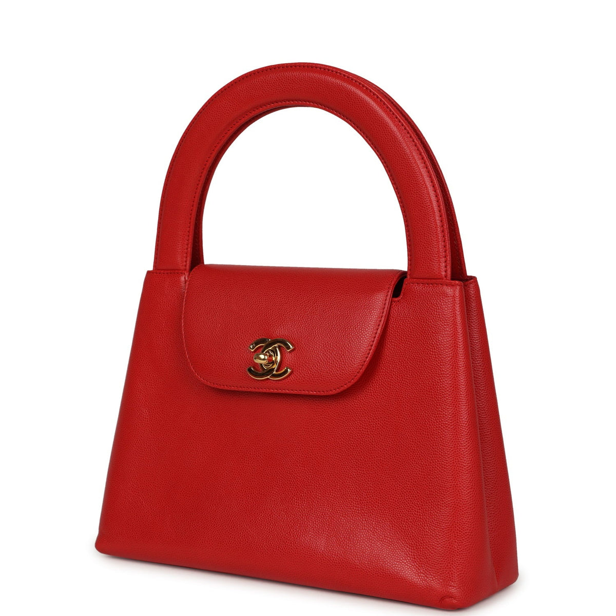 Vintage Chanel Large Kelly Red Caviar Gold Hardware