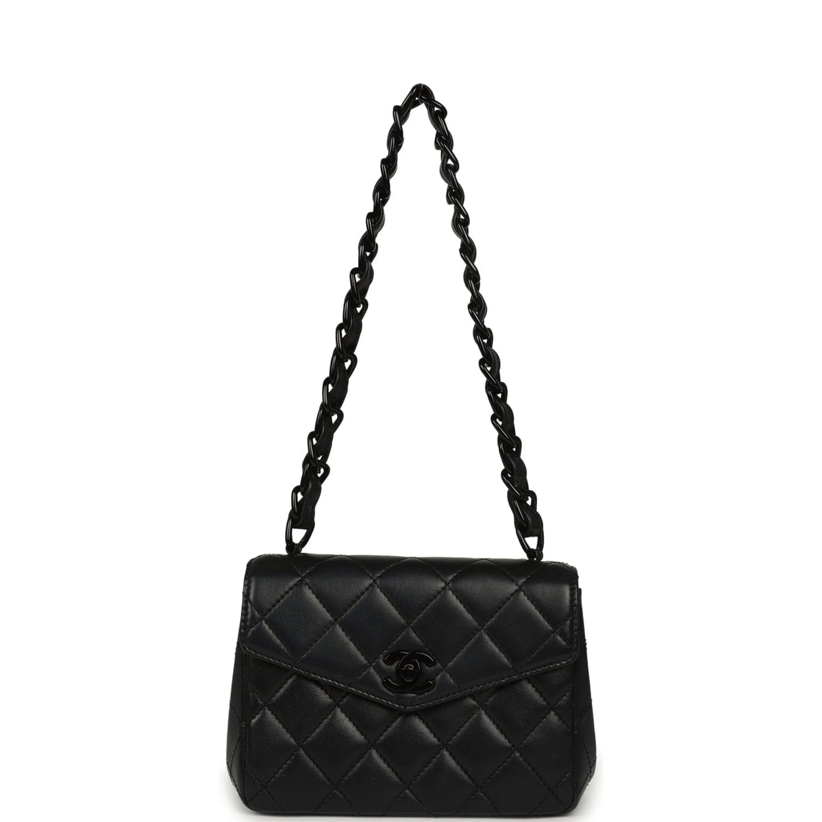 Vintage Chanel Mini Envelope Flap Bag Black Lambskin Black Hardware