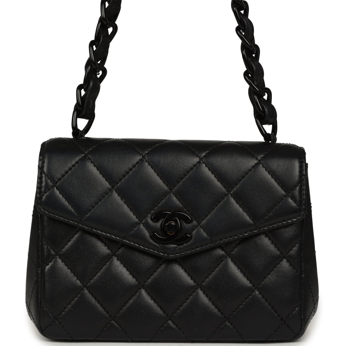 Vintage Chanel Mini Envelope Flap Bag Black Lambskin Black Hardware