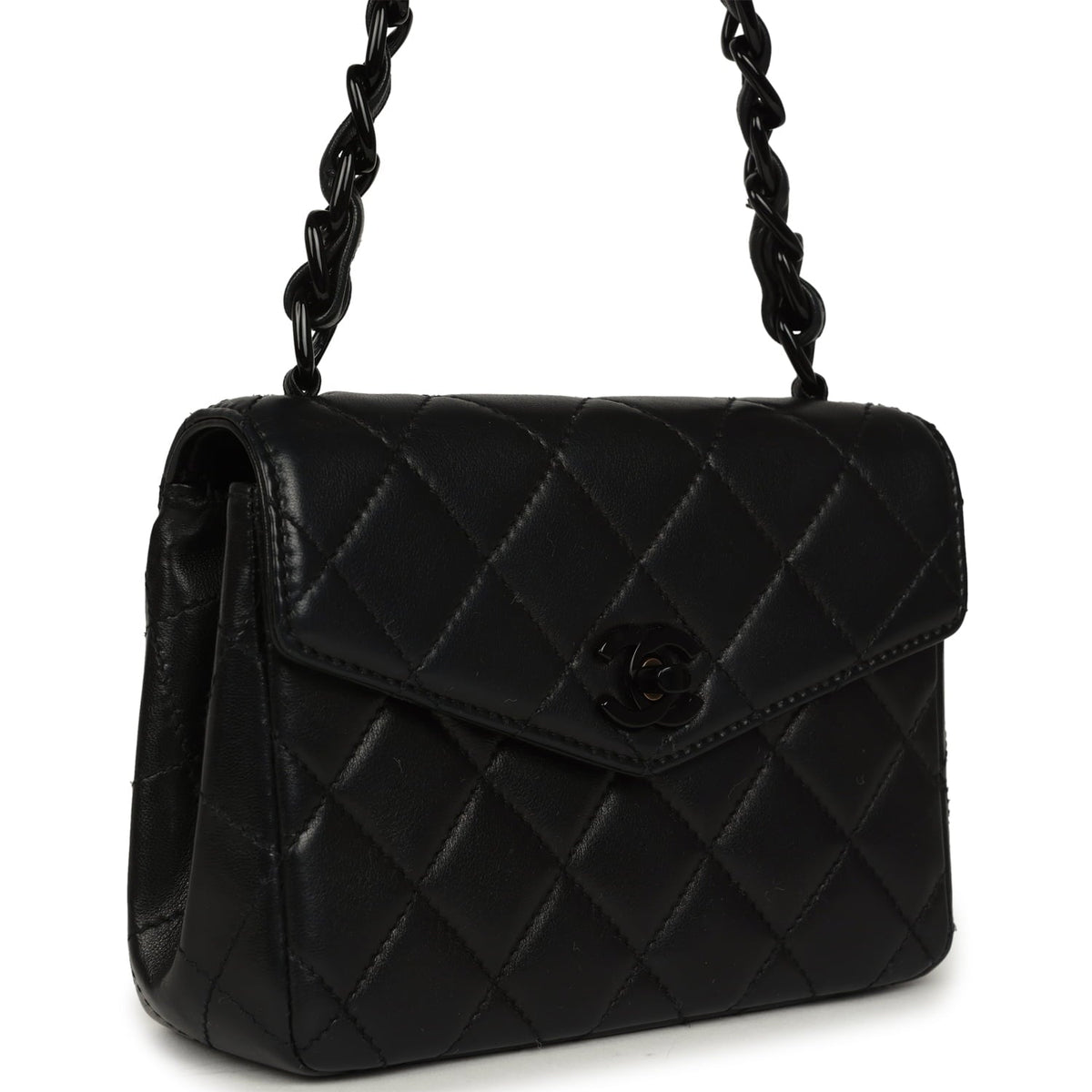 Vintage Chanel Mini Envelope Flap Bag Black Lambskin Black Hardware