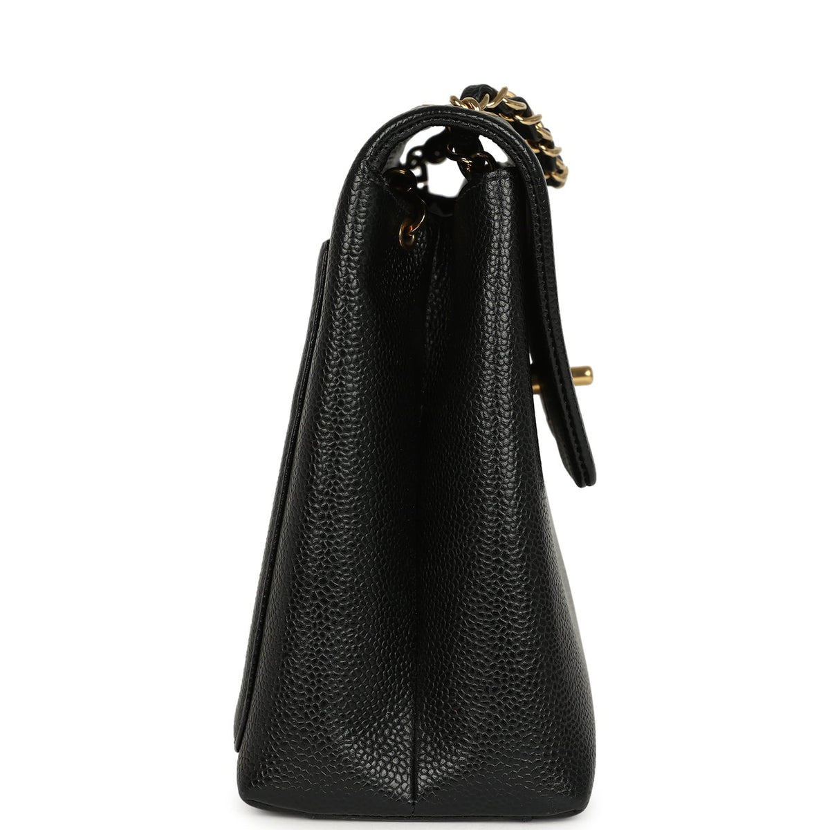Vintage Chanel Medium Shoulder Bag Black Caviar Gold Hardware