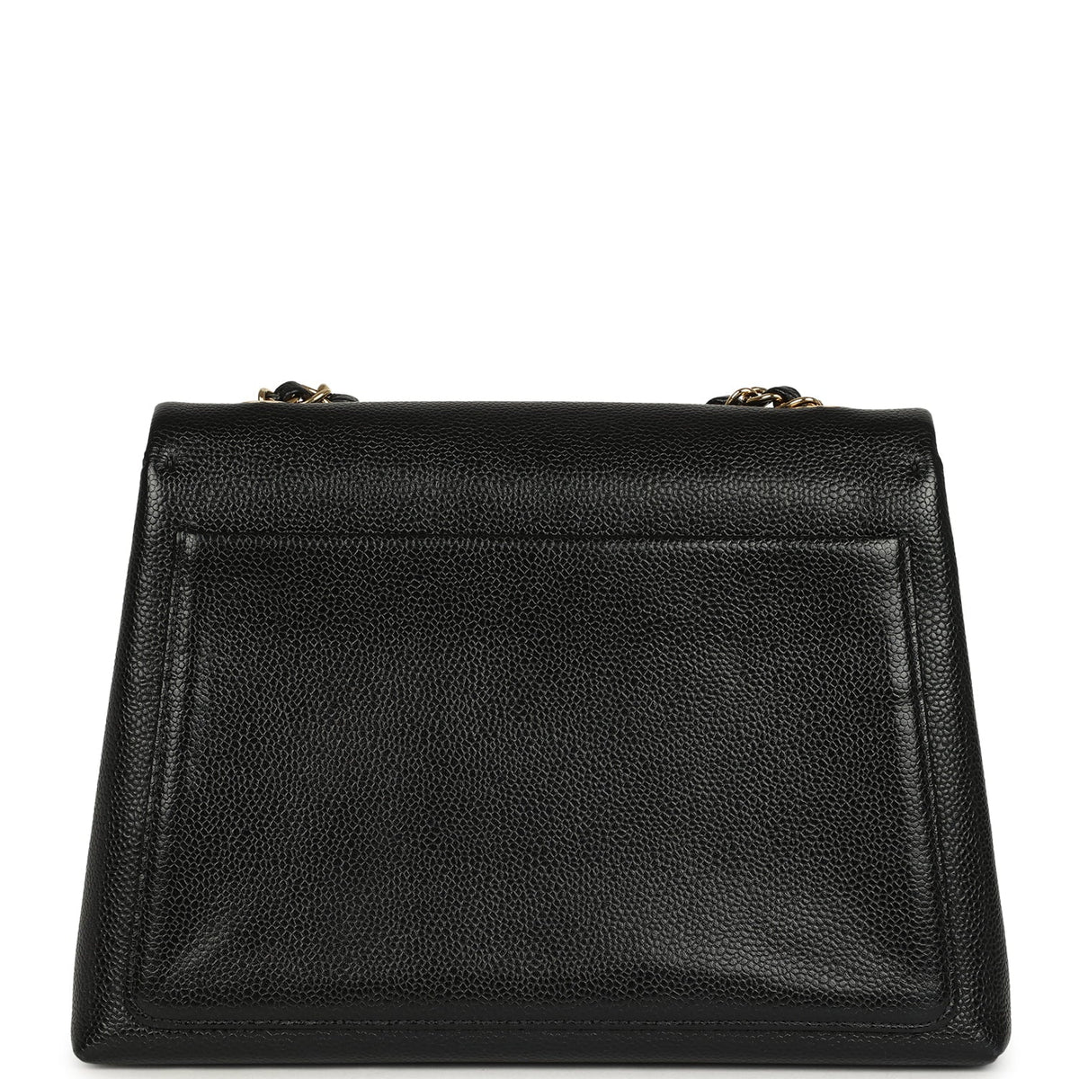 Vintage Chanel Medium Shoulder Bag Black Caviar Gold Hardware