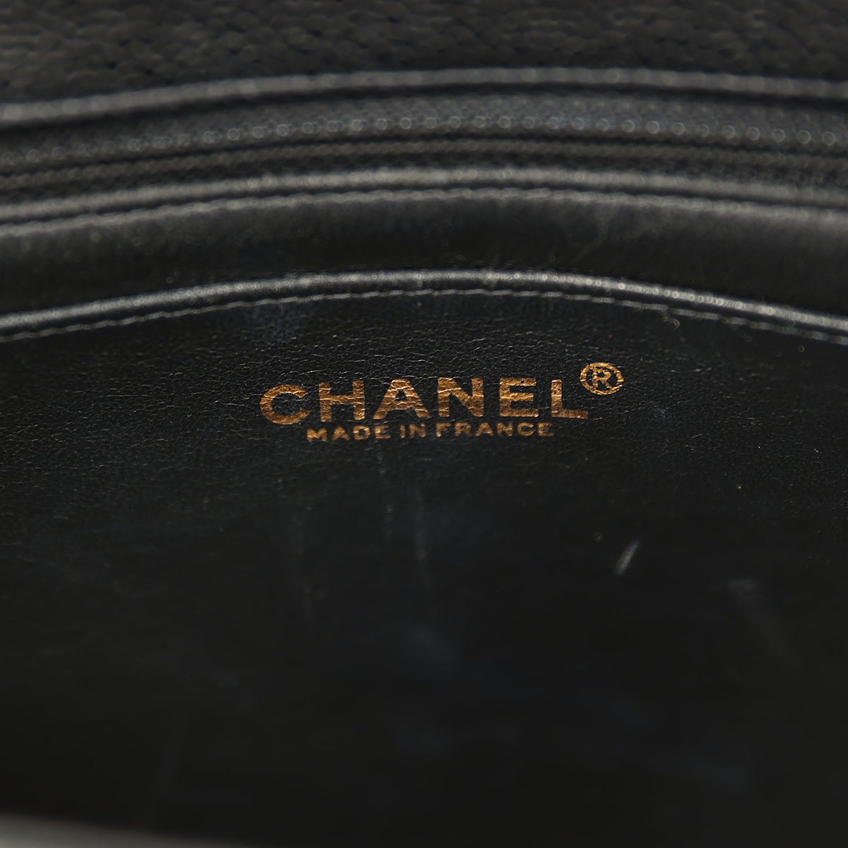 Vintage Chanel Medium Shoulder Bag Black Caviar Gold Hardware