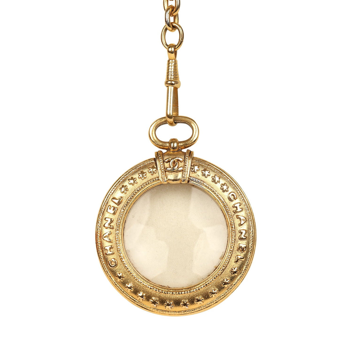 Vintage Chanel 24K Gold Plated Long Loupe Pendant Necklace