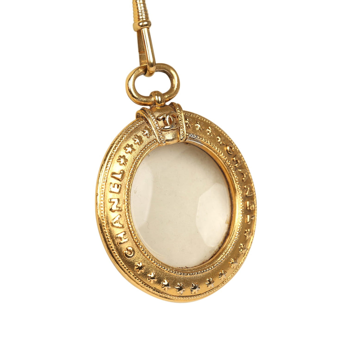 Vintage Chanel 24K Gold Plated Long Loupe Pendant Necklace