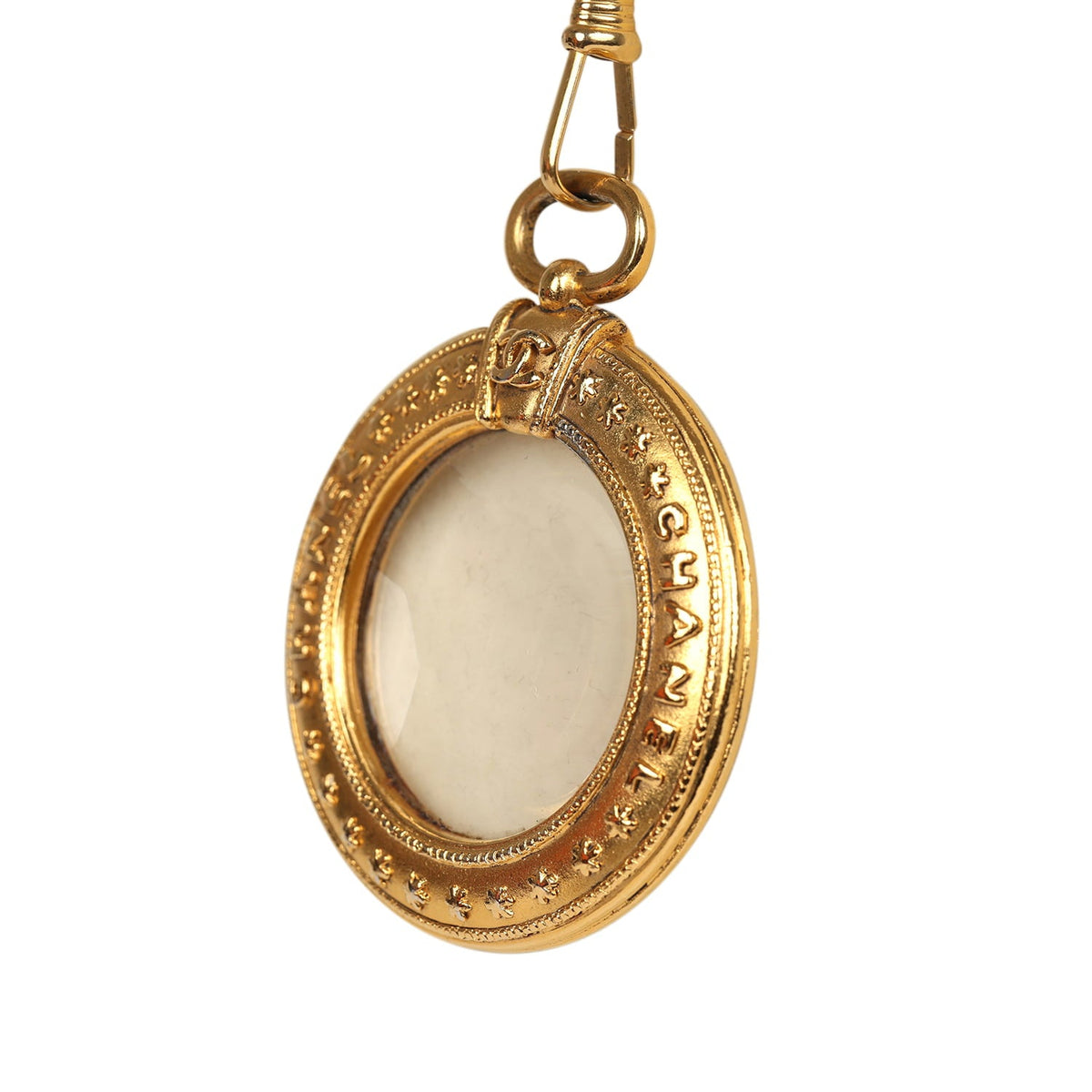 Vintage Chanel 24K Gold Plated Long Loupe Pendant Necklace