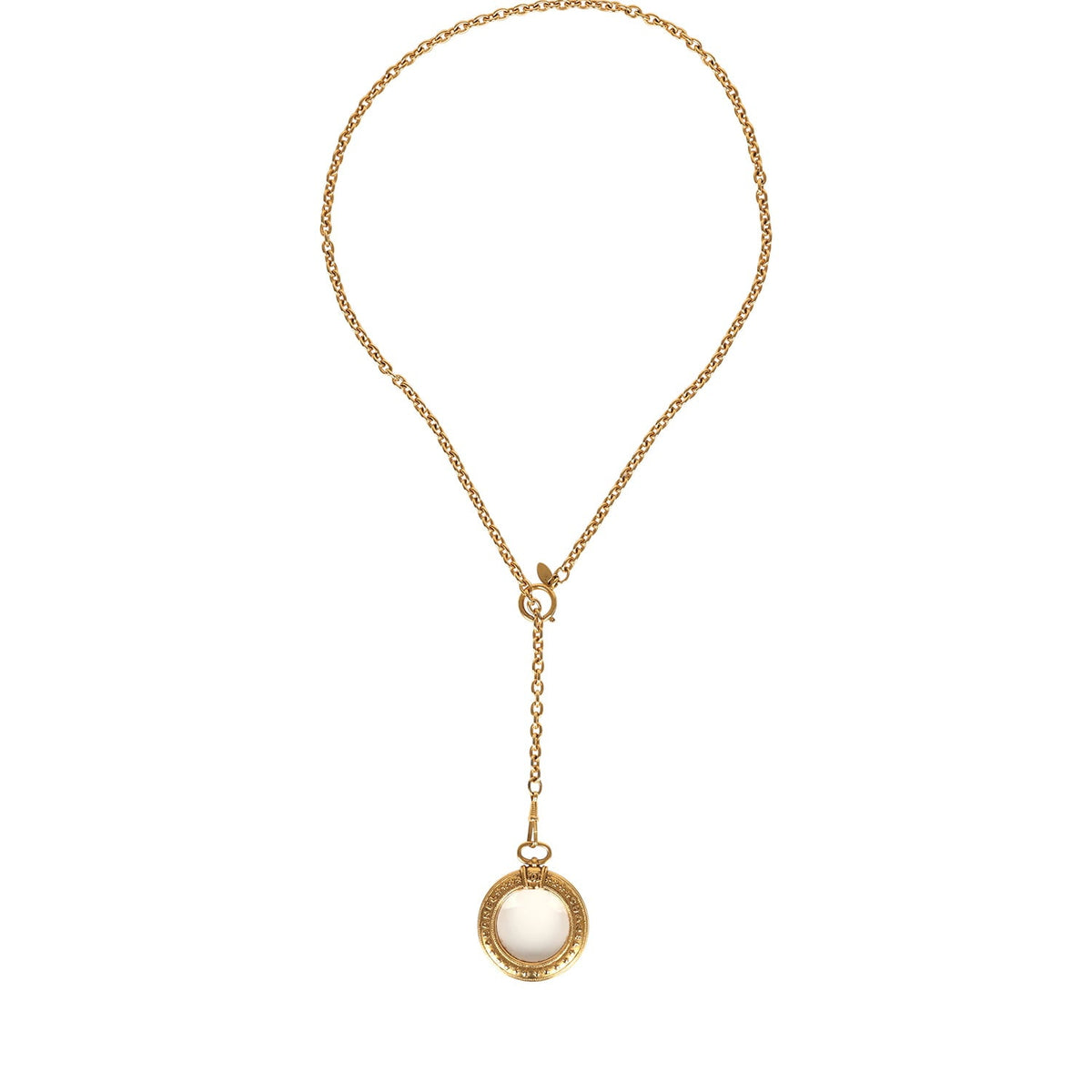 Vintage Chanel 24K Gold Plated Long Loupe Pendant Necklace