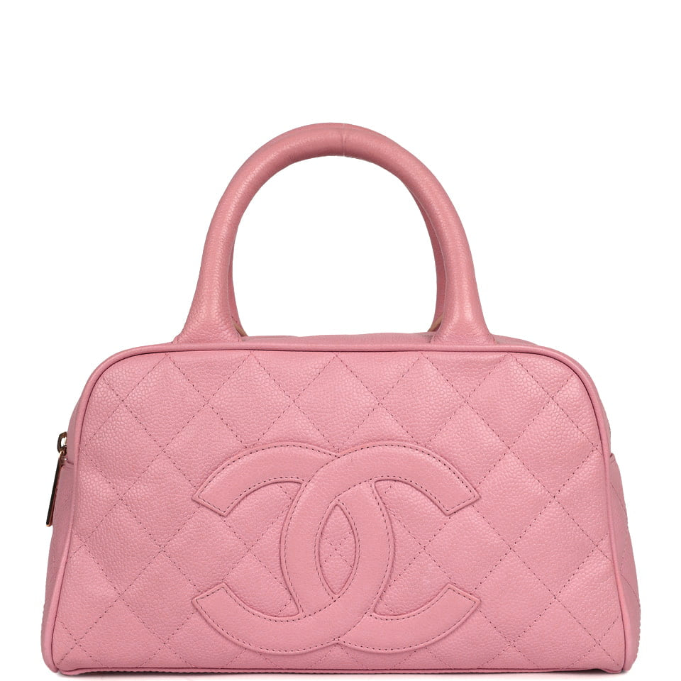 Vintage Chanel Small Timeless CC Bowling Bag Pink Caviar Gold Hardware
