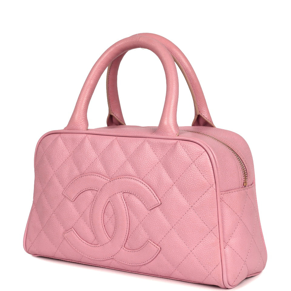 Vintage Chanel Small Timeless CC Bowling Bag Pink Caviar Gold Hardware