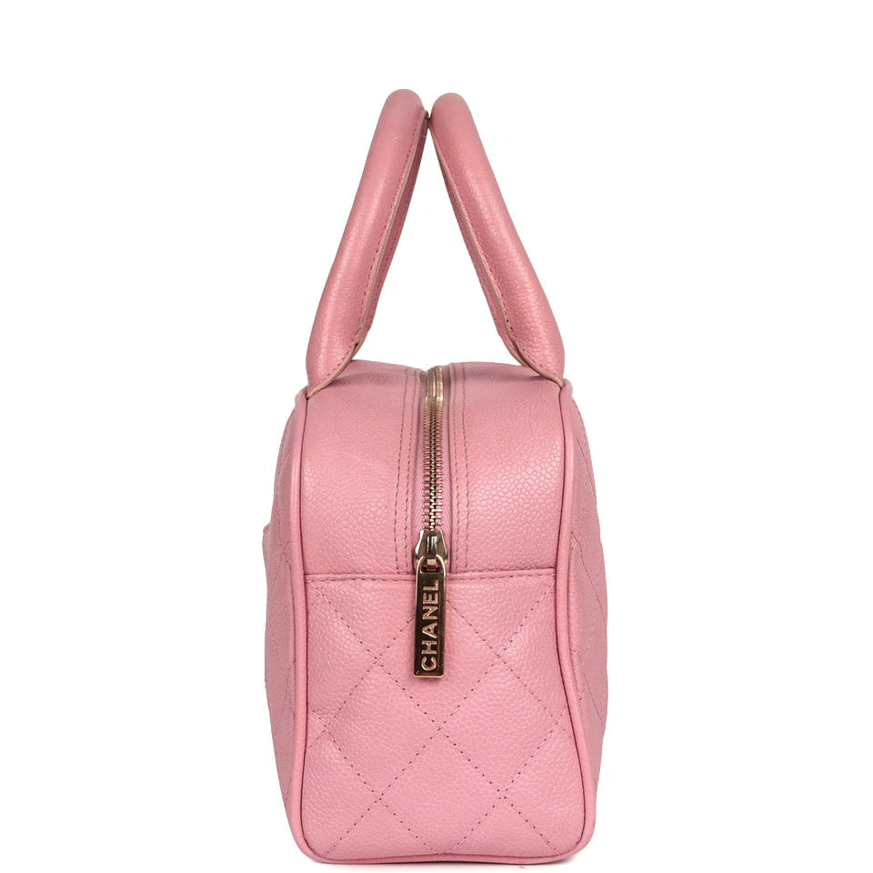 Vintage Chanel Small Timeless CC Bowling Bag Pink Caviar Gold Hardware