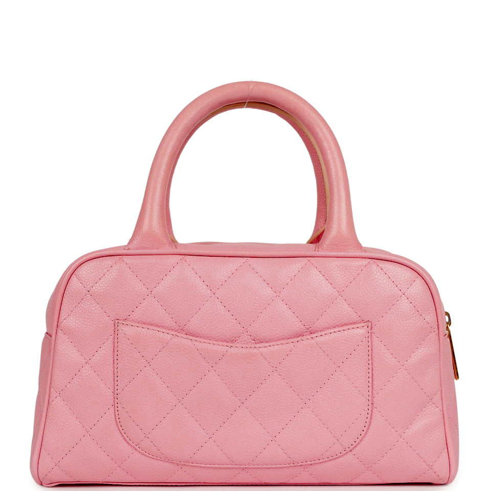 Vintage Chanel Small Timeless CC Bowling Bag Pink Caviar Gold Hardware