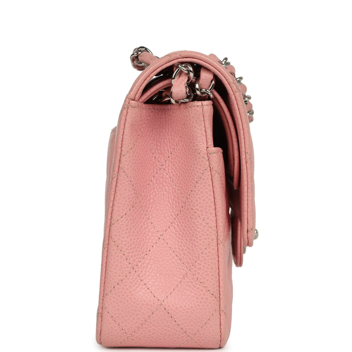 Vintage Chanel Medium Classic Double Flap Bag Pink Caviar Silver Hardware