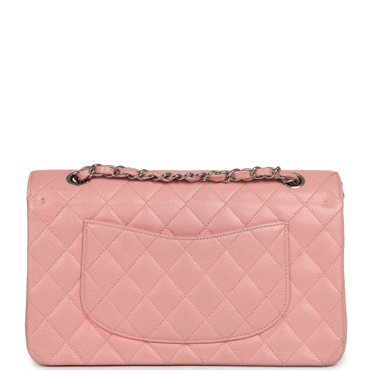 Vintage Chanel Medium Classic Double Flap Bag Pink Caviar Silver Hardware